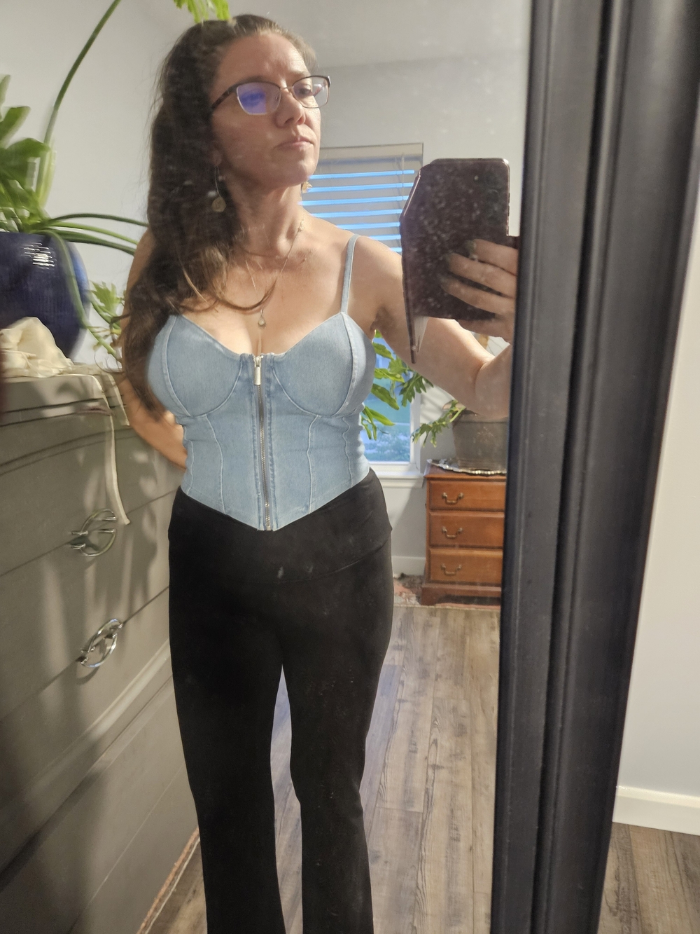 Light Blue Denim Corset Top